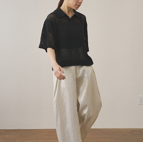 【SALE】LIYOCA メッシュポロニット /BK19