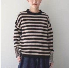 mao made Aラインバックスリットボーダープルオーバー /BK×BE991