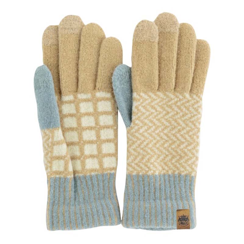 Tehtava+ タッチグローブ/ヘリンボーン BE 【日本製】