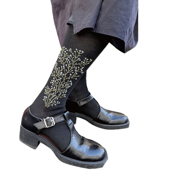 Petit Pas 股上深めタイツ /カスミソウ BK