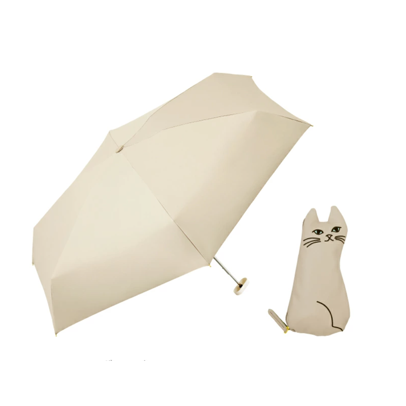 because B-095856折カサ /PUおでかけキャット ミニ GRE (晴雨兼用)