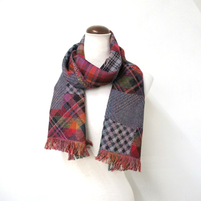 artipur パッチワーク風ジャガードストール /BL