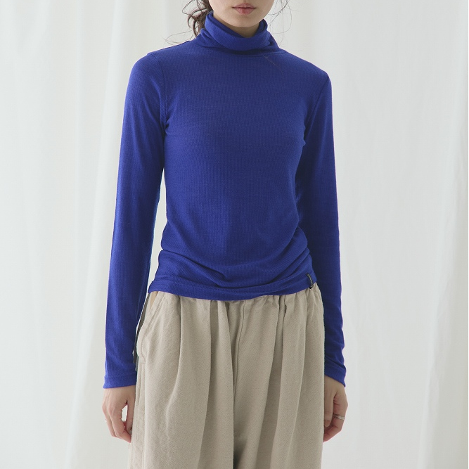 LAITERIE  ウールシルクテレコタートル / blue75 【日本製】