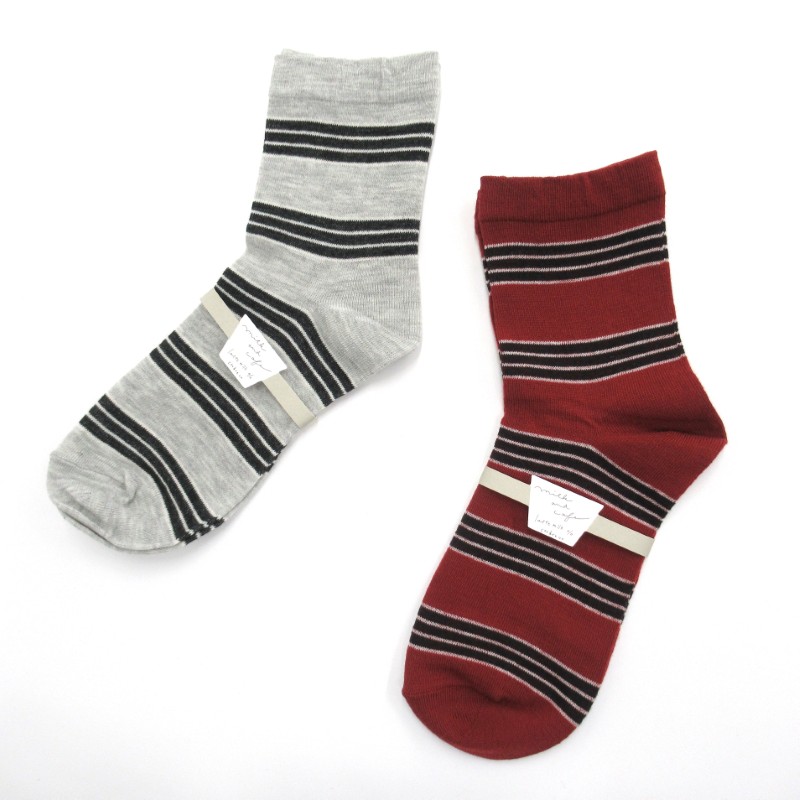 ラテミルク  トラッドボーダーロークルーソックス
