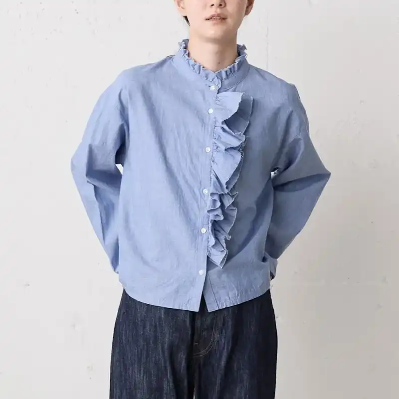 MidiUmi ダンガリーラッフルシャツ /BL31 【日本製】