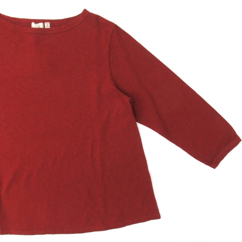 DAYS Aラインボートネック7分袖Tシャツ ワインレッド870/43078 【日本製】