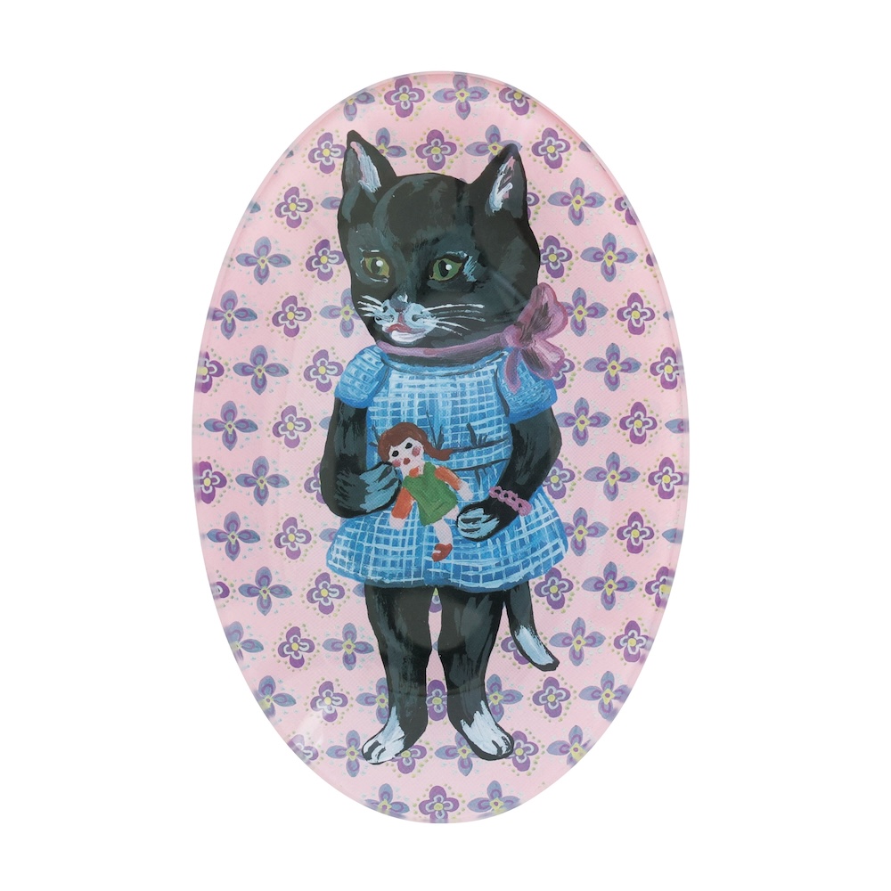 Nathalie Lete ナタリー レテ Glass Oval plate  5枚セットBlack cat /511413