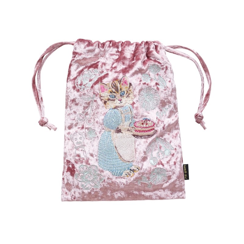 Nathalie Lete ナタリー レテ Velour Drawstring Pouch Blue eye /511402
