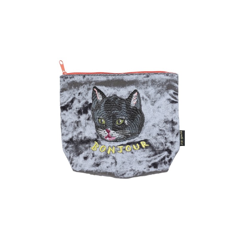 Nathalie Lete ナタリー レテ Velour Pouch Black cat /511422