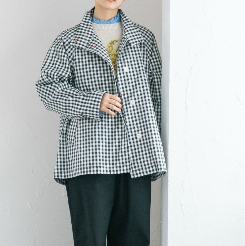 PONT DE CHALONS  ライナー付スタンドカラーショートコート /ギンガム93