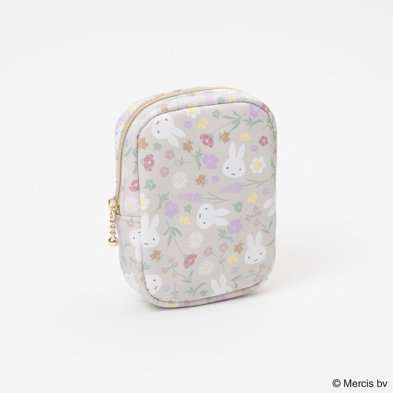 miffy   floral pattern 縦型スクエアポーチ /ベージュ