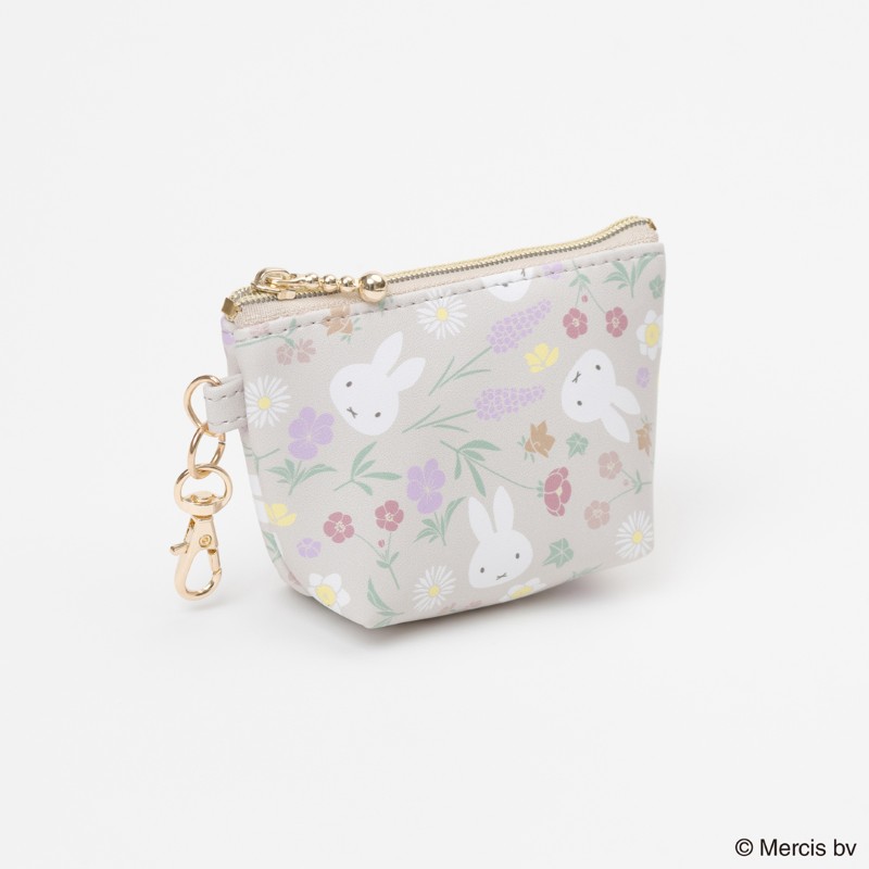 miffy  floral patternマイクロ台形ポーチ /ベージュ