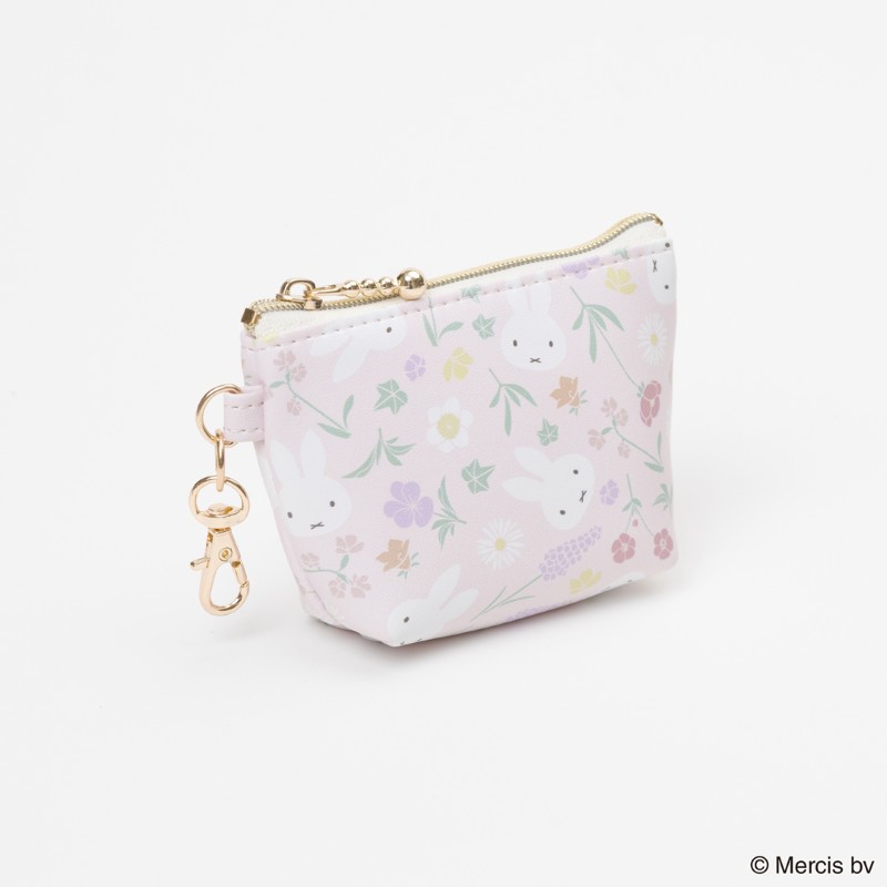 miffy  floral patternマイクロ台形ポーチ /ピンク