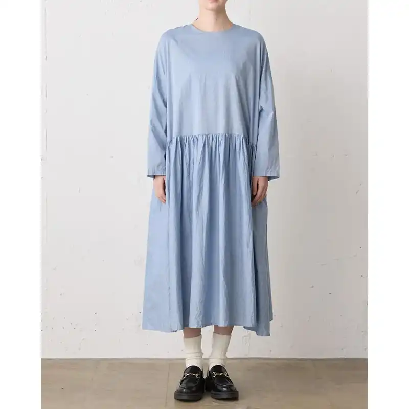 MidiUmi シャンブレーギャザーワンピース /BL31 【日本製】