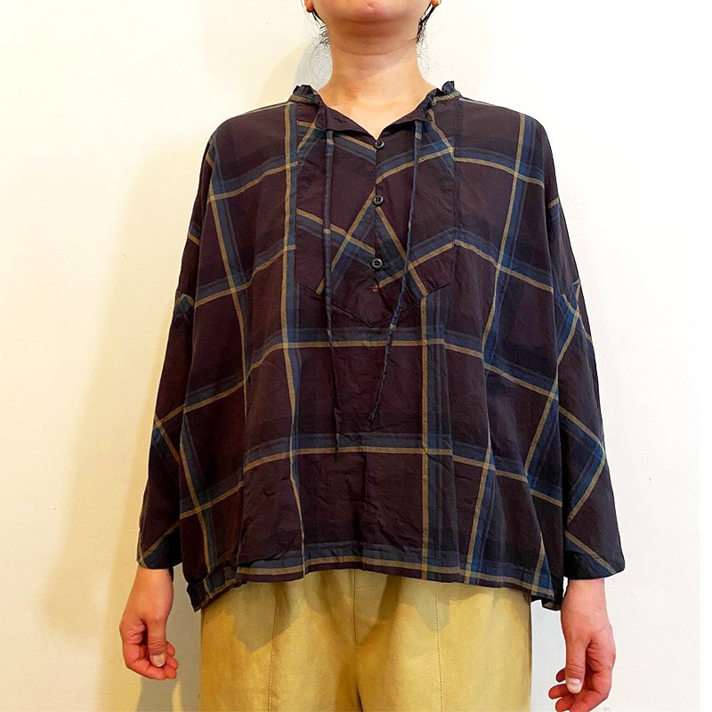 LAITERIE  オーガニックコットンローンチェックブザムプルオーバー /DGR38 【日本製】