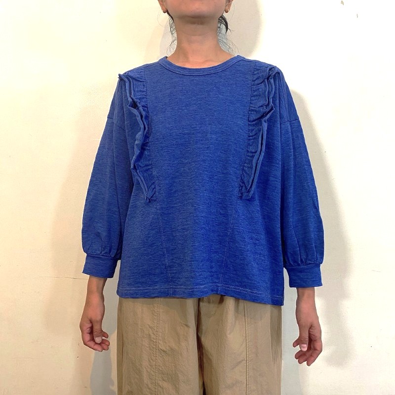 LAITERIE  オーガニックビンテージ8分袖フリルプルオーバー /FBL793 【日本製】