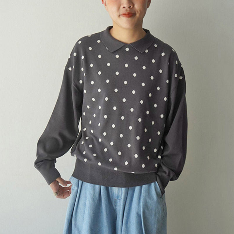 mao made  衿付きドットWジャガードプルオーバー /CH×OGY90
