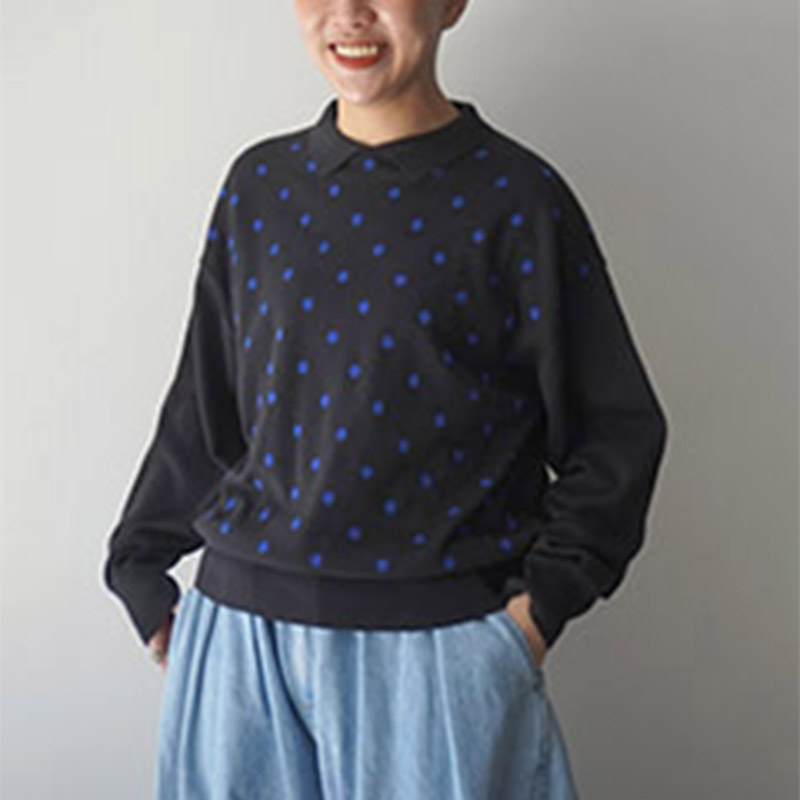 mao made  衿付きドットWジャガードプルオーバー /スミクロ×BL99