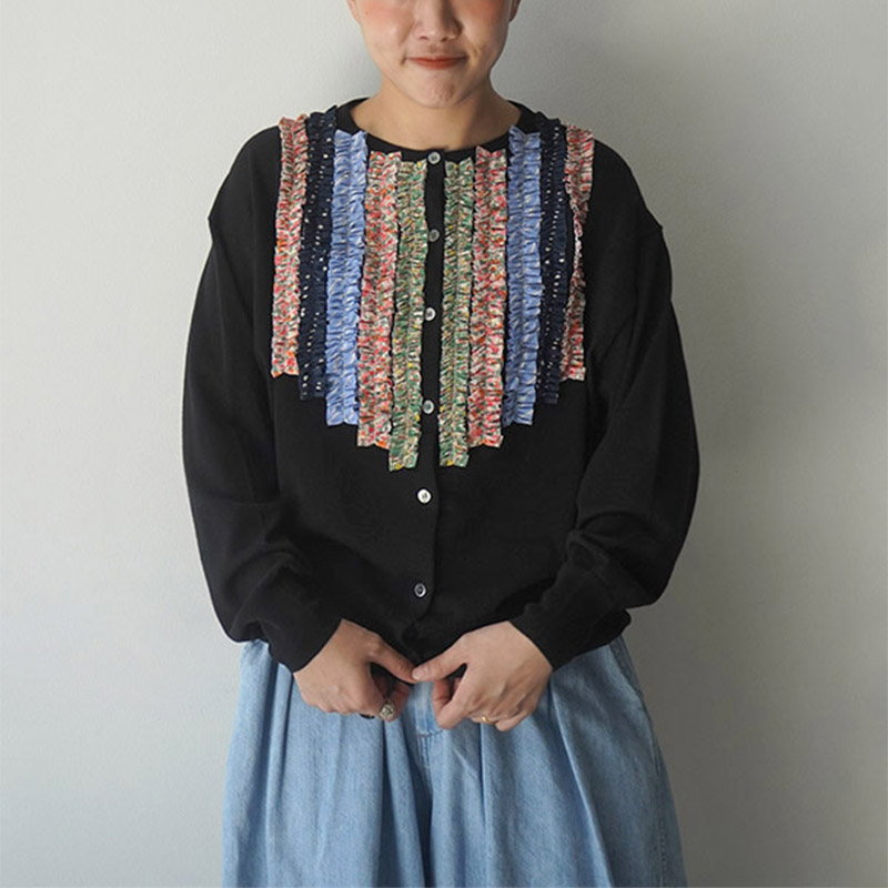 mao made フリルカーディガン /BKミックス系991