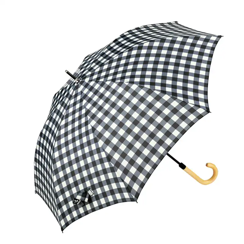 U-DAY スムースジャンプ長傘 /ギンガムBK 【雨晴兼用】