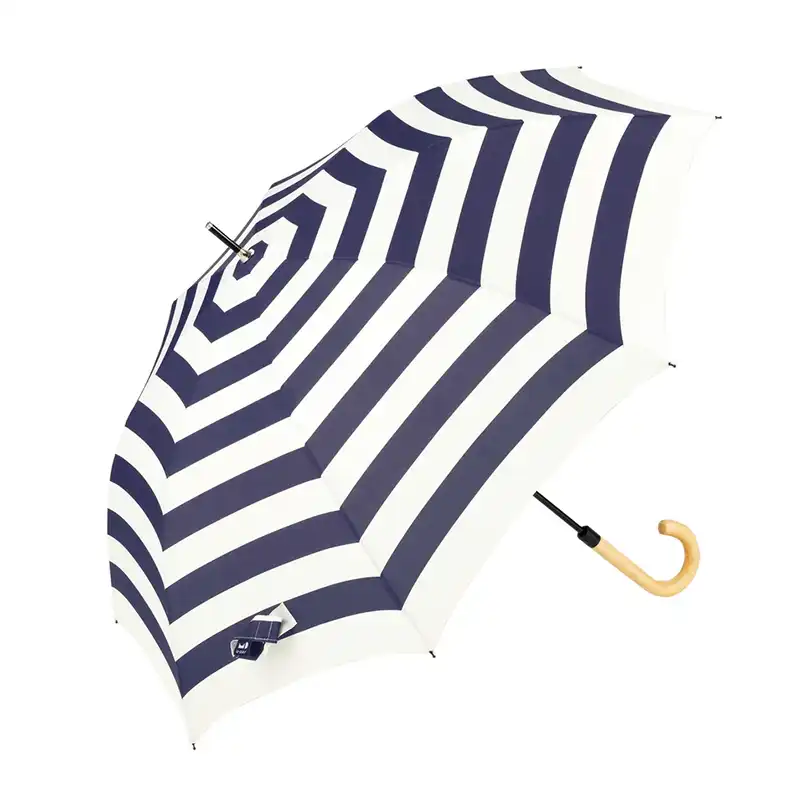 U-DAY スムースジャンプ長傘 /ボーダー NV【雨晴兼用】