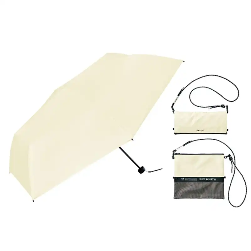 U-DAY  リペット シェーディングプレーンカラー折傘 /IV 【晴雨兼用】