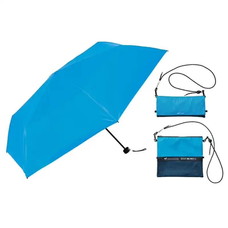 U-DAY  リペット シェーディングプレーンカラー折傘 /BL 【晴雨兼用】