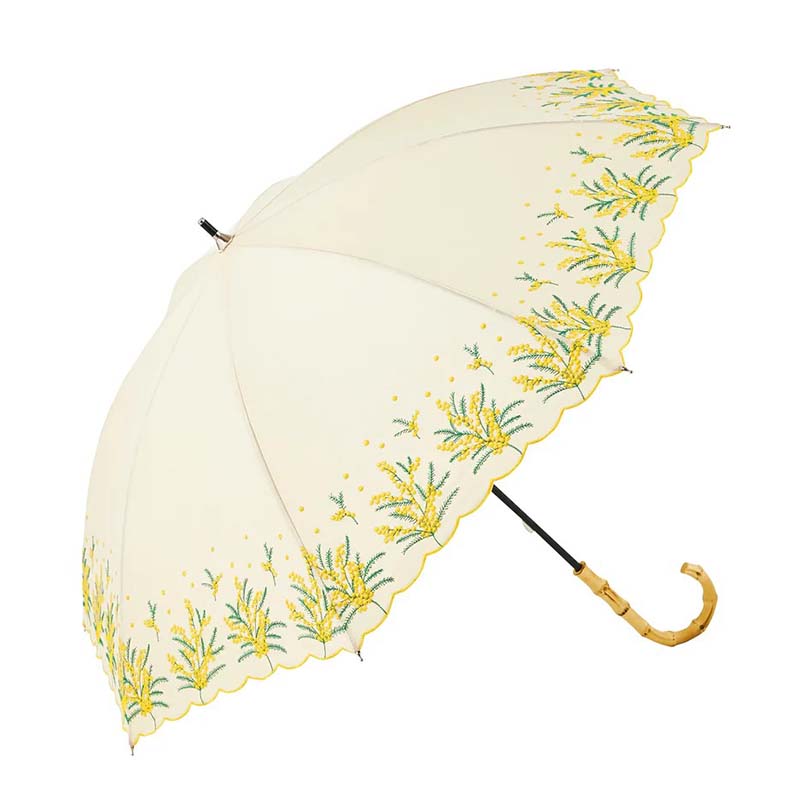 because B-951281　バンブー&ミモザ刺繍パラソル(晴雨兼用)  IV