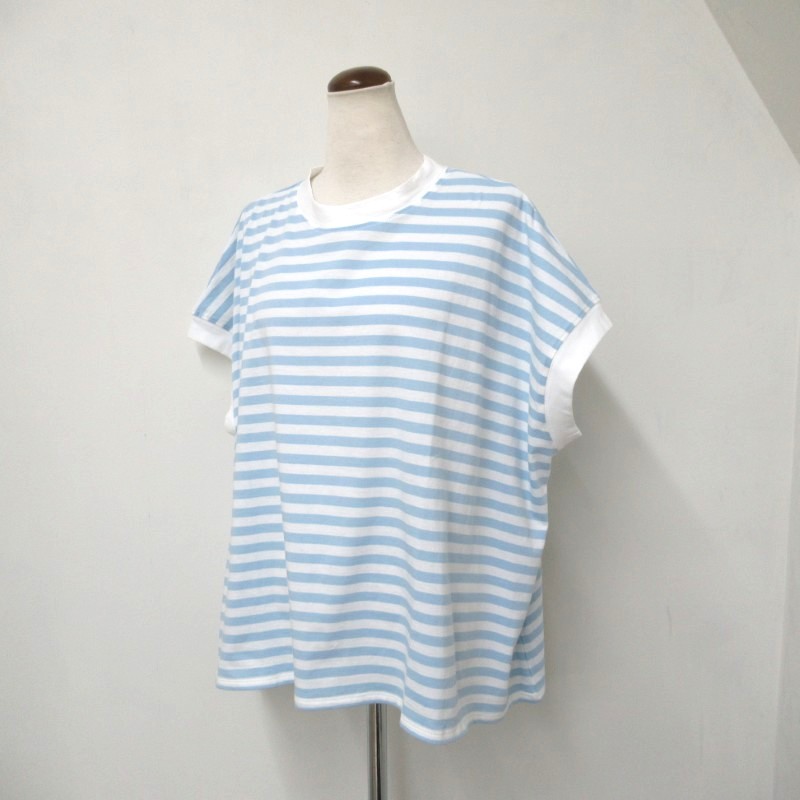 NOUVELLES DU PARADIS トロワ天竺フレンチワイドボーダーTシャツ /SAX70 【日本製】