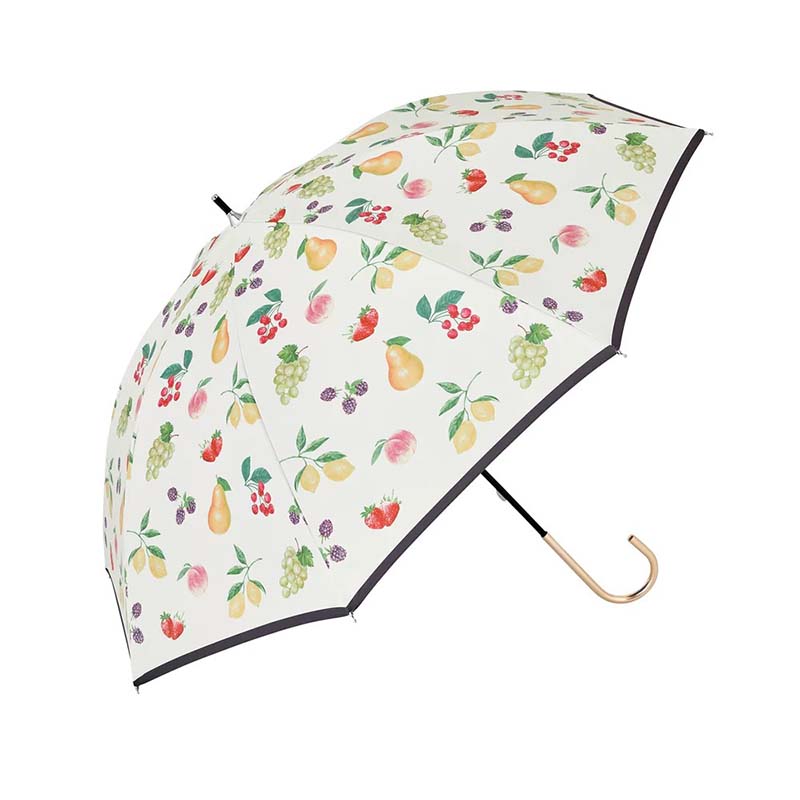 because B-962508  PUフルーツプリントパラソル (晴雨兼用) WH