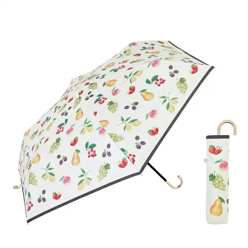 because B-096208  PUフルーツプリント 折パラソル (晴雨兼用) WH